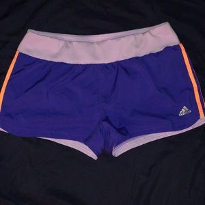 Adidas Purple Shorts with Orange Stripes